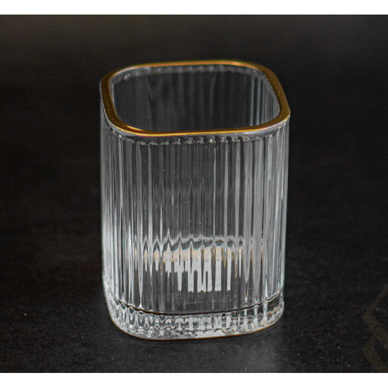 Set de 6 verres strié 15cl liseré doré