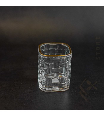 Set de 6 verres strié 15cl motif quadrillé liseré or