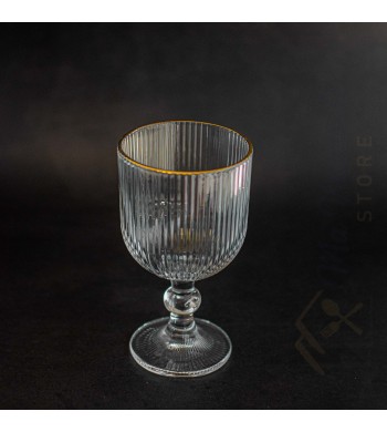 Set de 6 verres à pied doré 250ml, verre strié