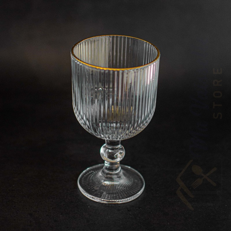 Set de 6 verres à pied doré 250ml, verre strié