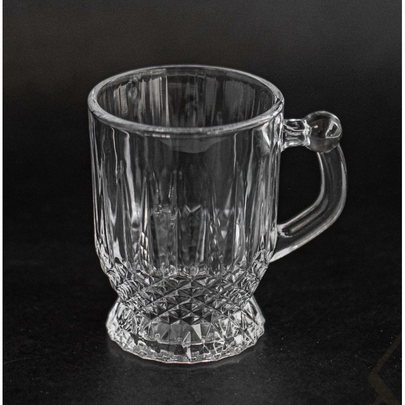 Lot de 6 verres à thé, set de verres transparents avec anse