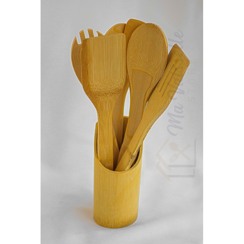 Set d'ustensiles de cuisine en bois 7 pièces