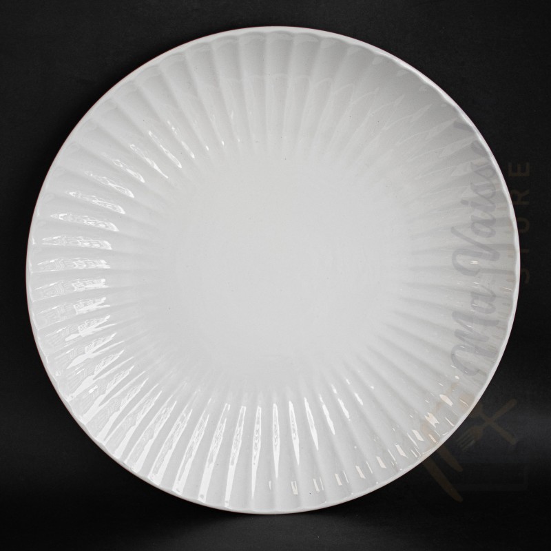 Grand plat en céramique Taos blanc