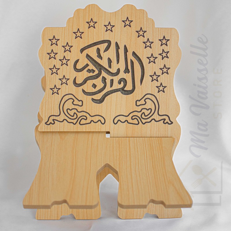 Porte Coran pliable en bois avec calligraphie
