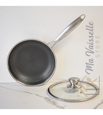 Poêle profonde inox induction nid d'abeille 32cm