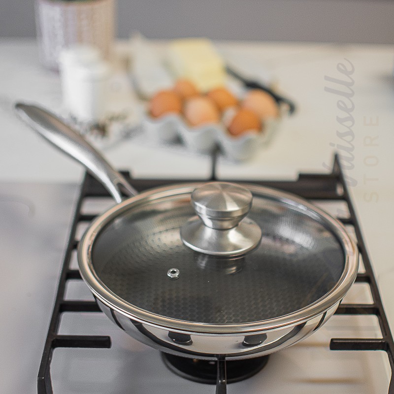Poêle profonde inox induction nid d'abeille 32cm