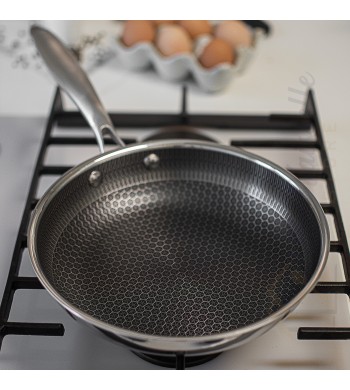 Poêle profonde inox induction nid d'abeille 32cm