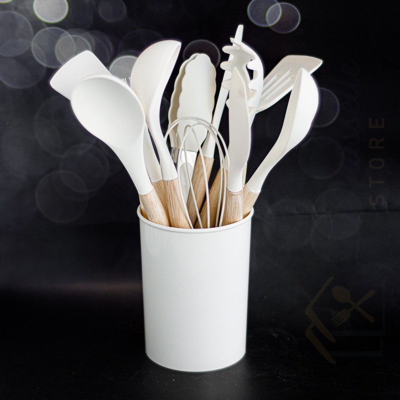 Set d'ustensiles de cuisine crème 12 pièces
