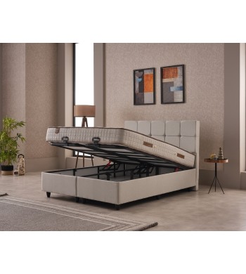 Lit coffre DAVIN beige 160*200cm