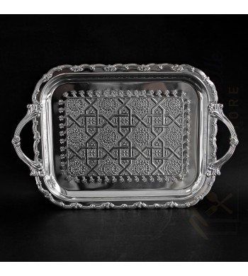 Set de 2 plateaux argentés