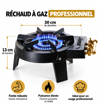 Réchaud à gaz 3 robinets robuste - four d'extérieur