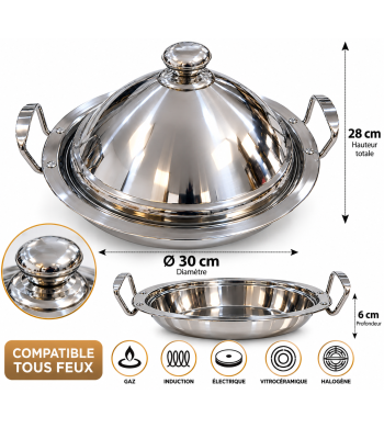 Tajine induction 30cm en acier inoxydable