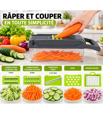 Trancheuse à légumes, mandoline 16 en 1 avec lames en acier inoxydable