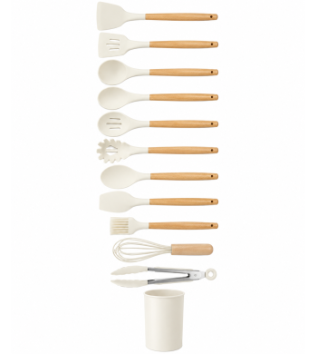 Set d'ustensiles de cuisine crème 12 pièces