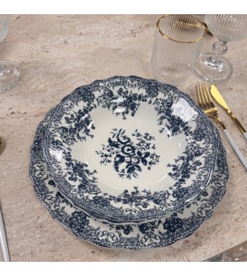 Service de table vintage 16 pièces bleu