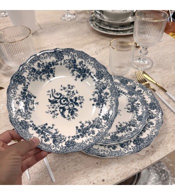 Service de table vintage 16 pièces bleu