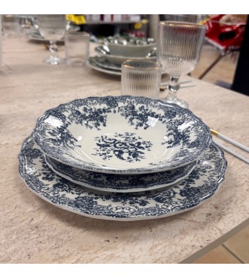 Service de table vintage 16 pièces bleu