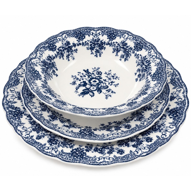 Service de table vintage 16 pièces bleu